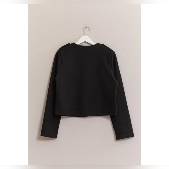 #179 SALE 🛑35 S, M, L Black Fabulous Wool-Like Single-Breasted Jacket - Picture 3 of 8